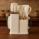 Kit de Utensílios de Cozinha Luxo – 19 Peças com Tábua em Silicone