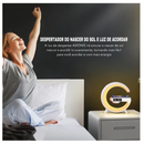 Luminária LED e Caxinha de Som G-Speaker Com Relógio e Carregador Sem Fio - Branco