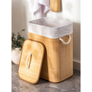 Vittak Cesto de Roupa Suja Bambu 70 LITROS Lavanderia com Tampa Retangular Forrado Quarto Banheiro Dobrável