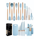 Kit de Utensílios de Cozinha Luxo – 19 Peças com Tábua em Silicone