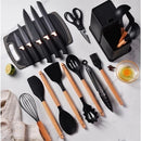 Kit de Utensílios de Cozinha Luxo – 19 Peças com Tábua em Silicone