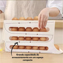 Porta Ovos Deslizante 4 Andares Automático para Geladeira – Amarelo, Branco e Preto