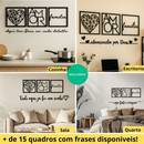 Kit 3 Quadros Cabeceira Família Coração Geométrico Amor + Frase de Parede Variados