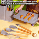 Kit de Utensílios de Cozinha Luxo – 19 Peças com Tábua em Silicone
