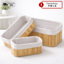 Kit Cestos Organizadores de Bambu Multiuso Forro Organizador Objetos Quarto Roupa Banheiro