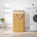 Vittak Cesto de Roupa Suja Bambu 70 LITROS Lavanderia com Tampa Retangular Forrado Quarto Banheiro Dobrável