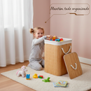 Vittak Cesto de Roupa Suja Bambu 70 LITROS Lavanderia com Tampa Retangular Forrado Quarto Banheiro Dobrável