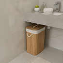 Vittak Cesto de Roupa Suja Bambu 70 LITROS Lavanderia com Tampa Retangular Forrado Quarto Banheiro Dobrável