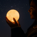 Luminária Lua Cheia 3D LED com Base 