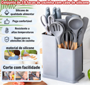 Kit de Utensílios de Cozinha Luxo – 19 Peças com Tábua em Silicone